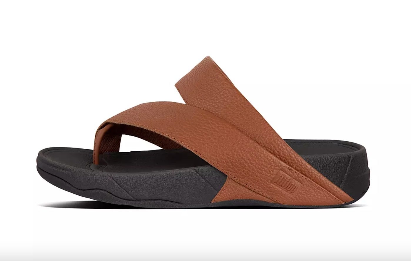 The men's leather toe post sandal in dark tan