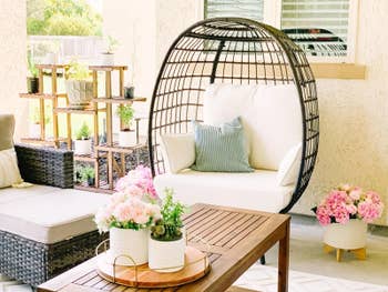 the black chair on a reviewer's patio