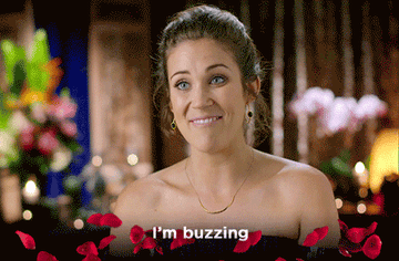 A person from the Bachelor Australia saying &quot;I&#x27;m buzzing&quot;