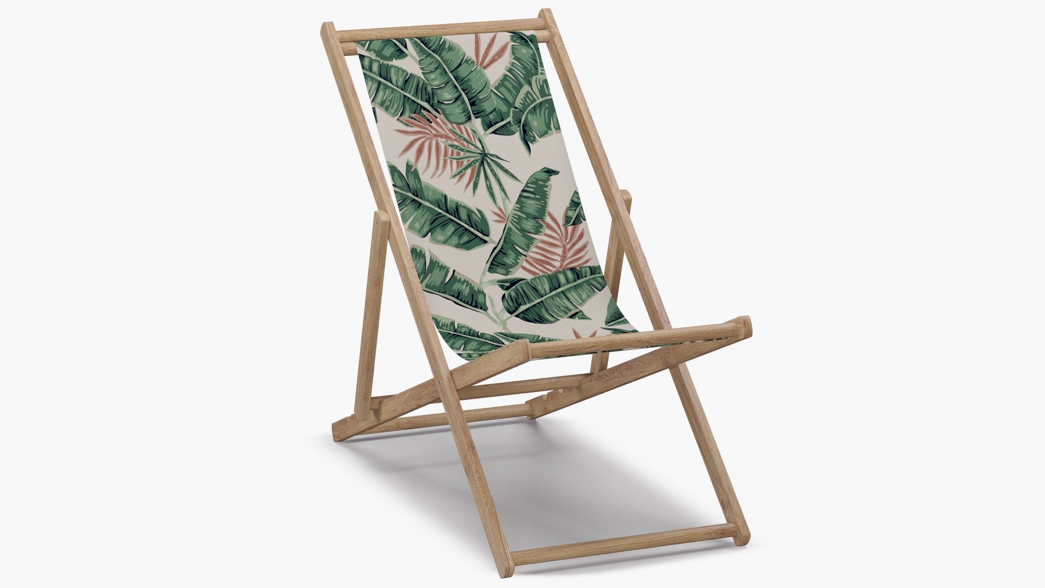 a chair with a banana leaf fabric