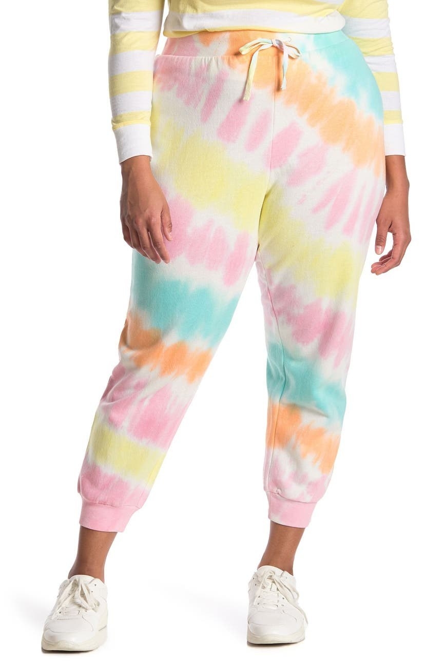 The joggers in light pink tie dye 