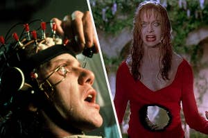 Alex from "A Clockwork Orange" side by side with Helen from "Death Becomes Her"