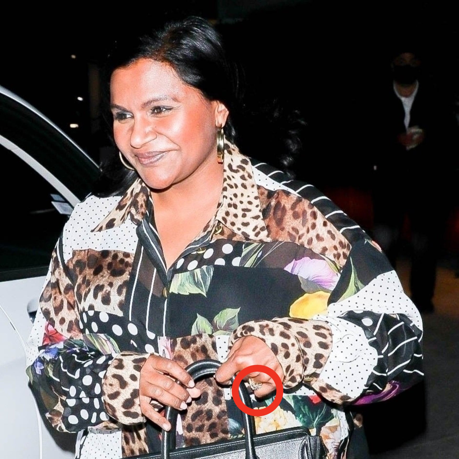 A smiling Mindy Kaling is in good spirits after grabbing a bite at Giorgio Baldi in Santa Monica