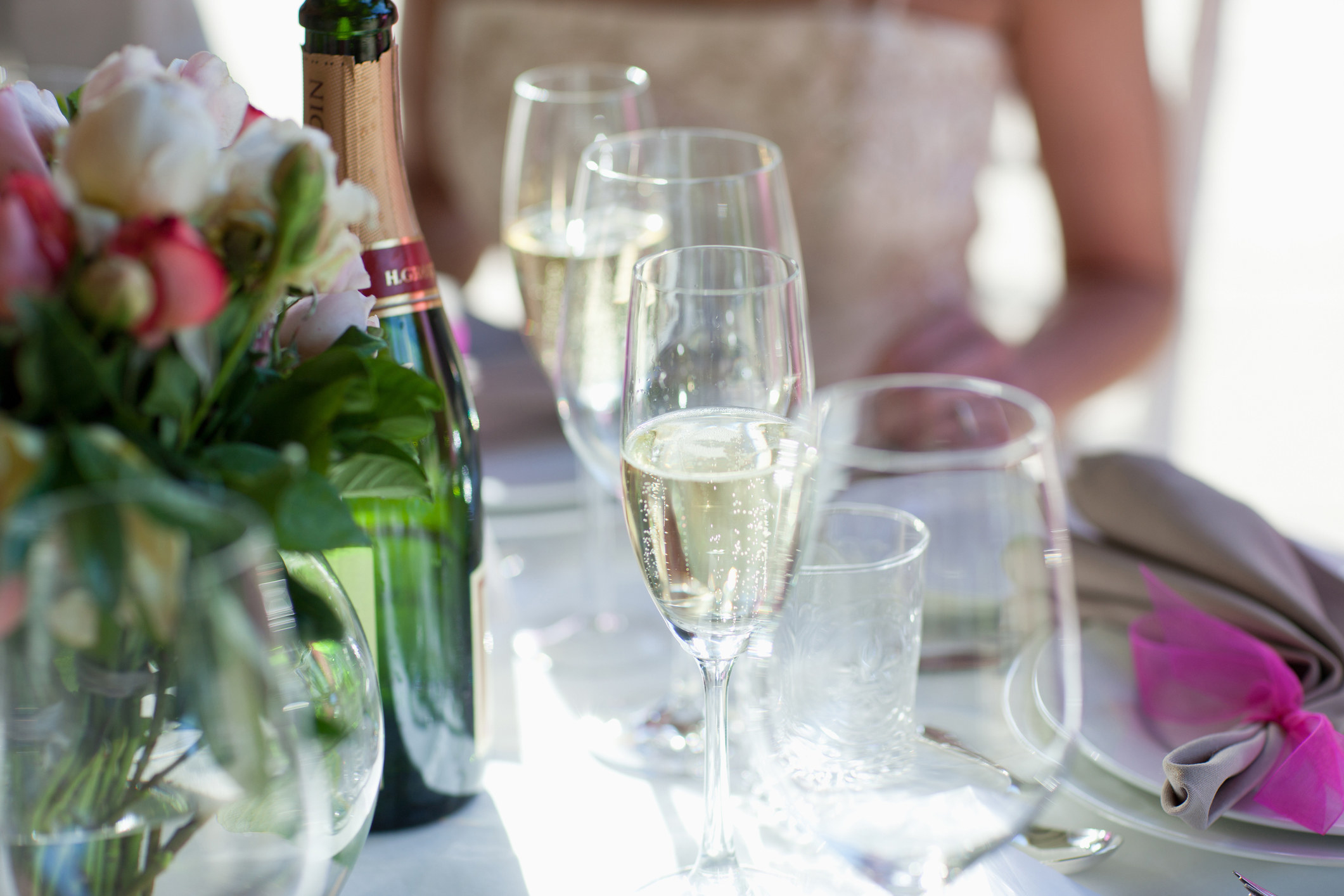 Close-up of glasses of champagne