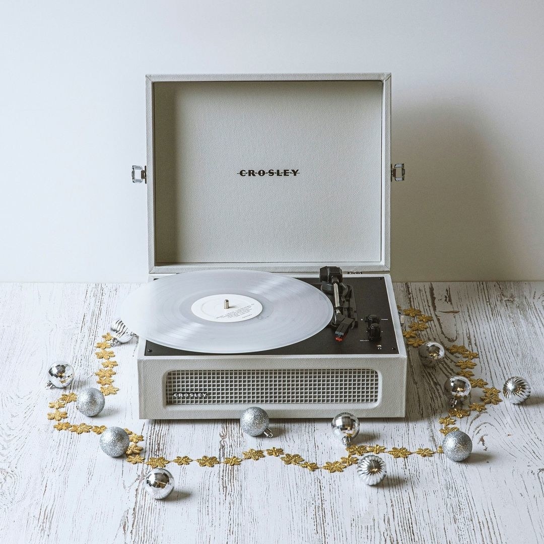 A record player on wooden floor