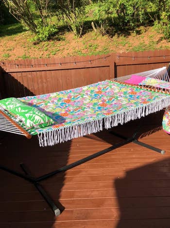 a reviewer's floral hammock