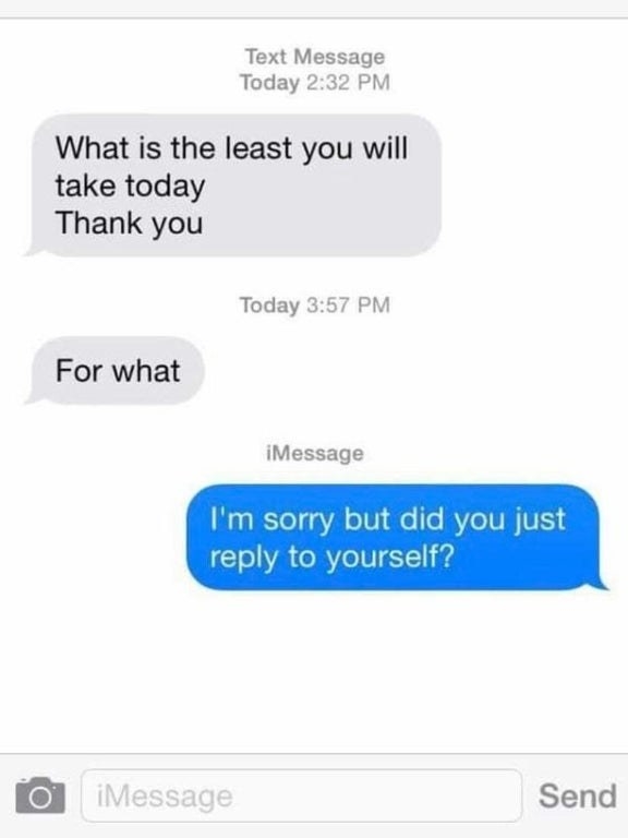 Text messages from an old person just responding to themself