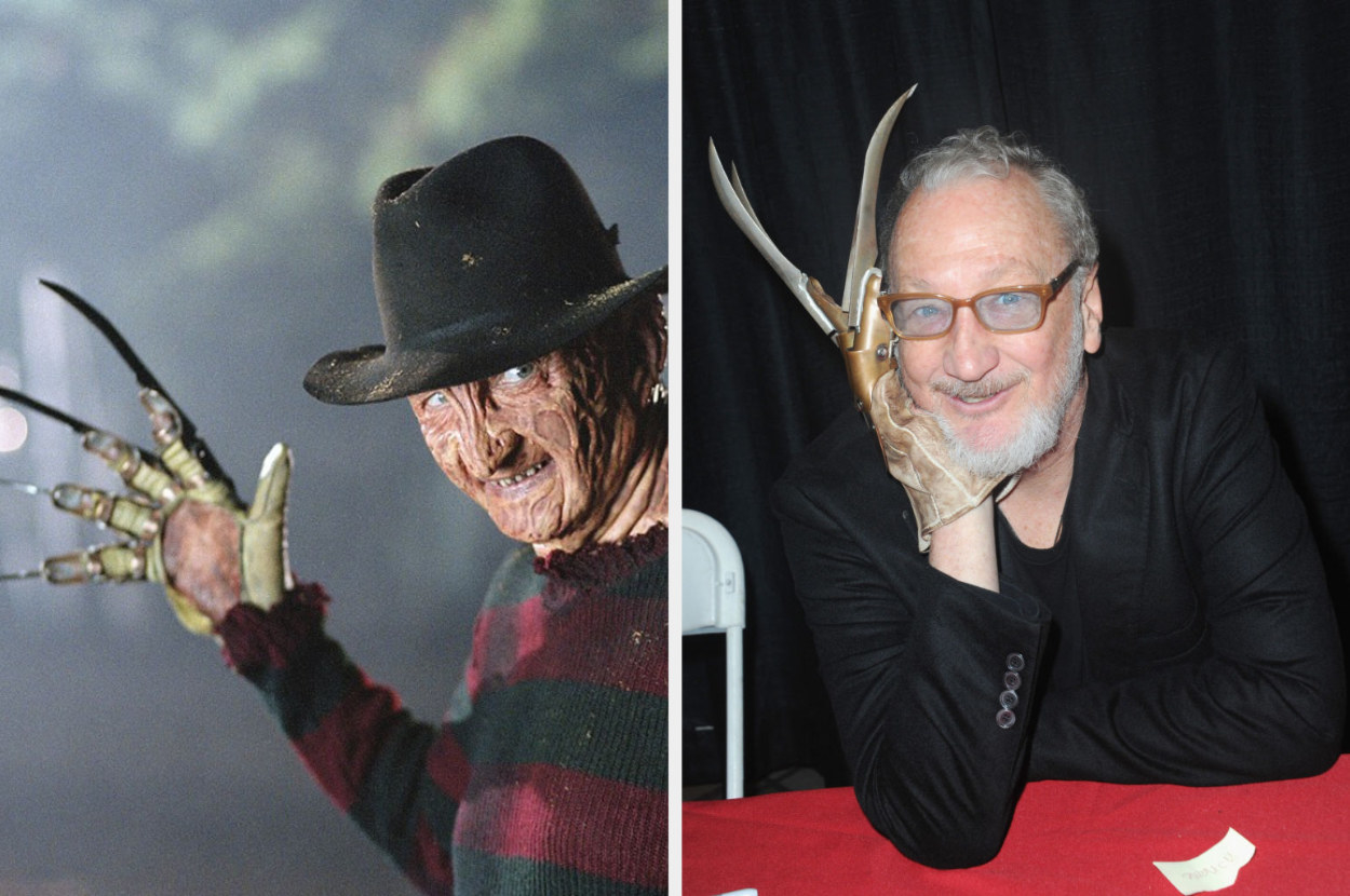 Freddy showing off his claws in the movie and at a fan signing table