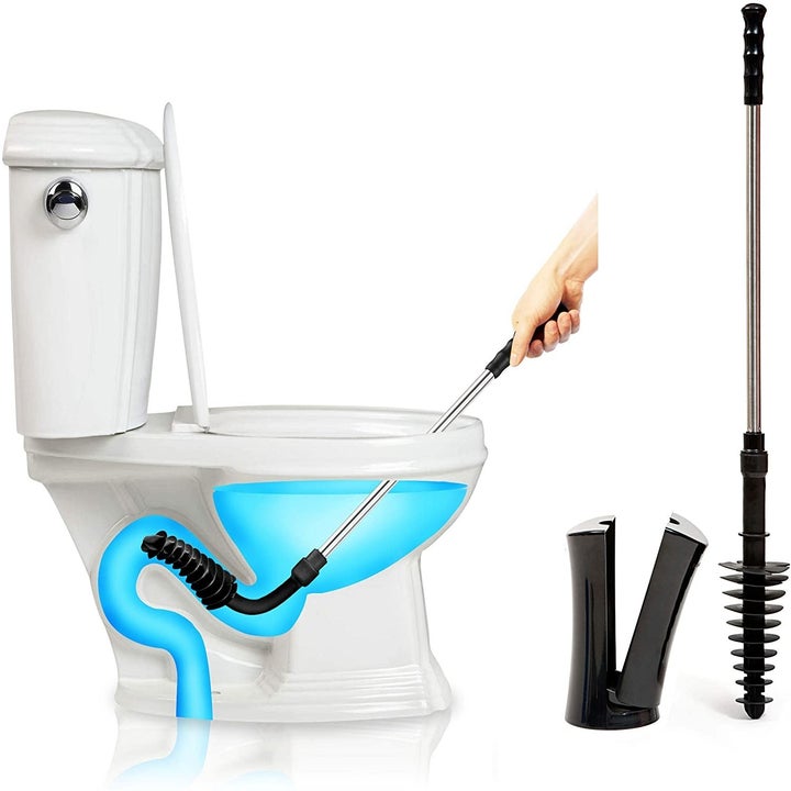A diagram of how the rubber, cone- and brush-shaped product can reach deep down threw the bowl basin