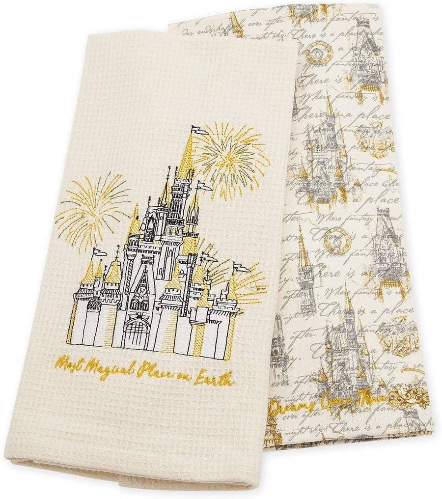 Disney Parks Most Magical Place Attractions Kitchen Towels Set New with  Tags 