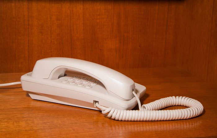 A landline phone on a table