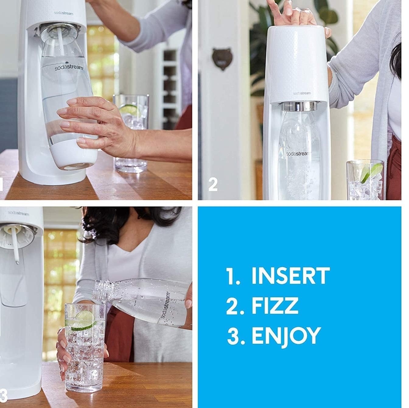 Person carbonating their water with the SodaStream