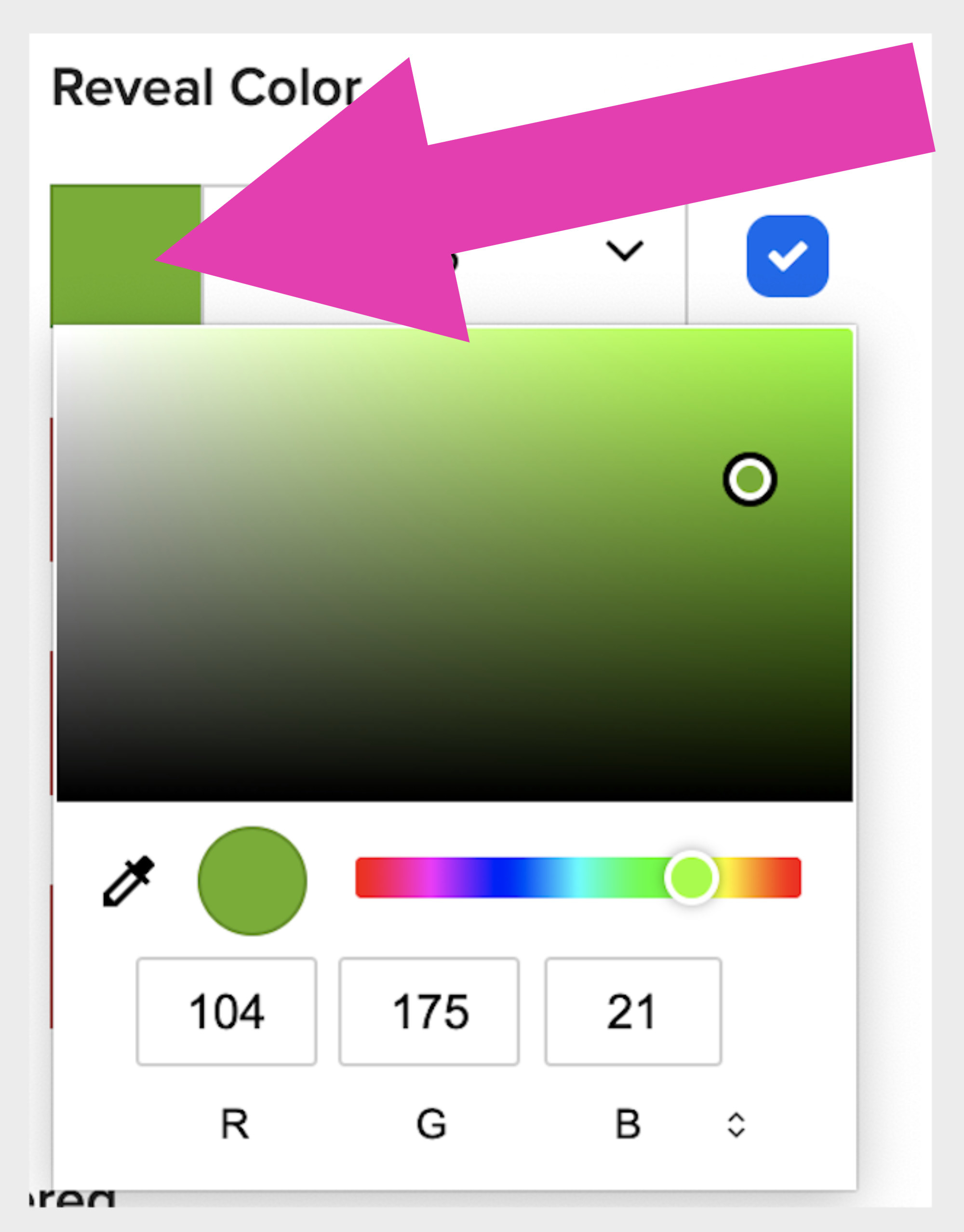 screen shot of a color picker in the quiz maker