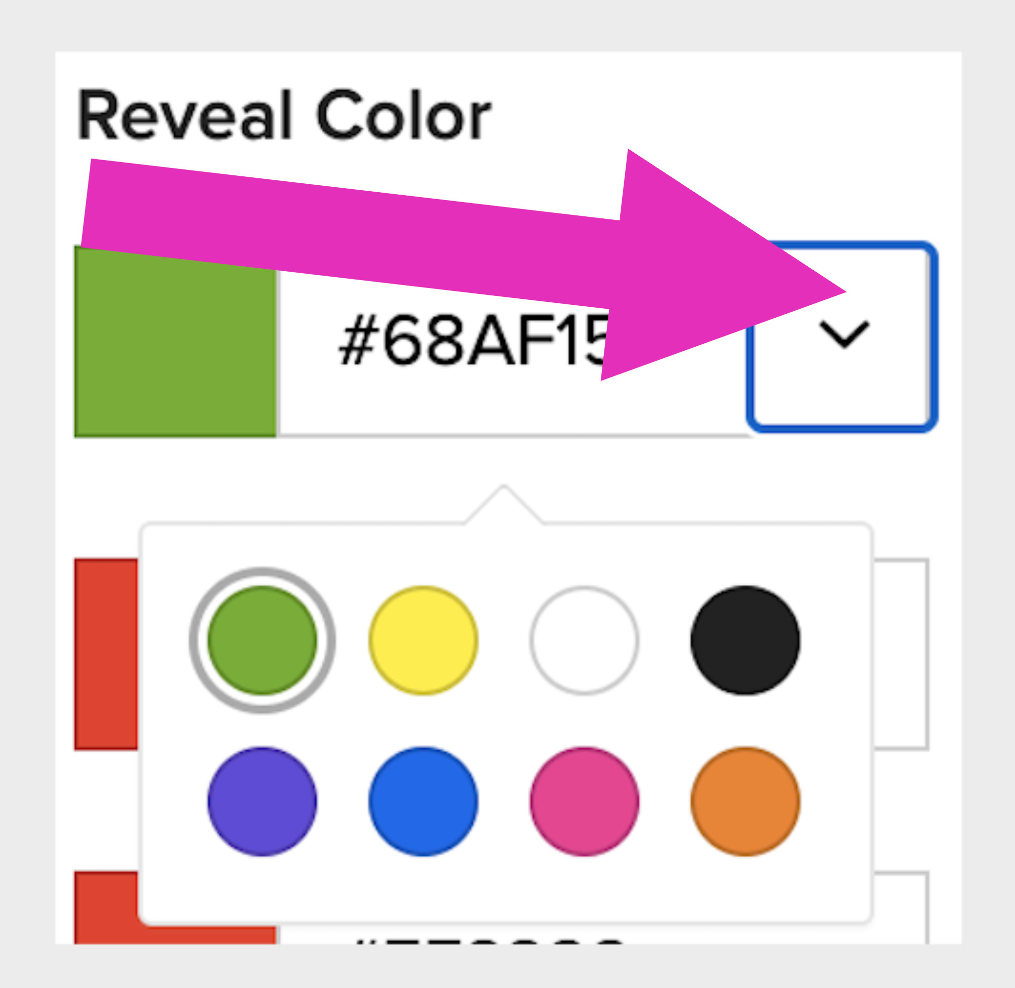 screen shot of the color picker in the quiz maker