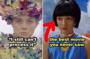 Side-by-side of characters in "Midsommar" and "Cloud Atlas"