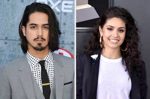 Avan Jogia and Alessia Cara posing on red carpets 