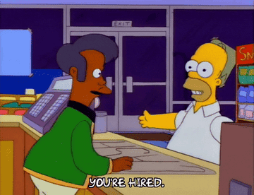Homer getting a job in the Simpsons
