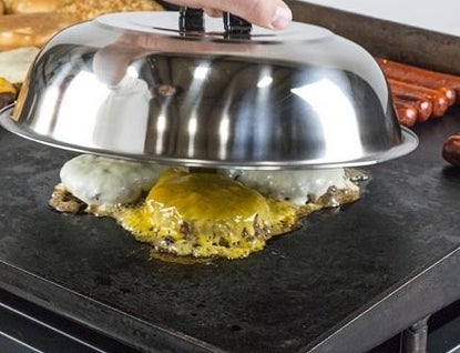 The product used to melt cheese on burgers