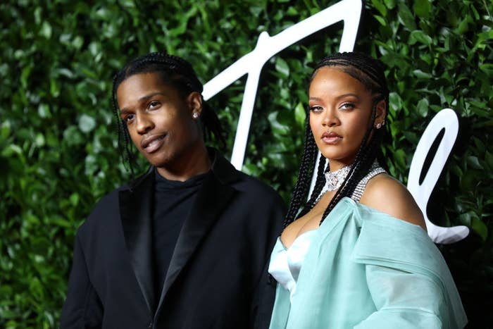 Asap Rocky and Rihanna at the Fashion Awards in 2019