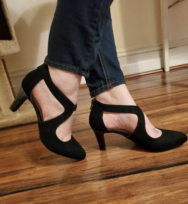 Black heels with cut out design 