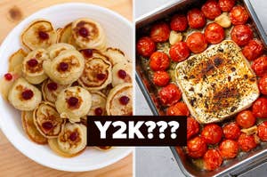 pancake cereal on the left and baked feta pasta on the right