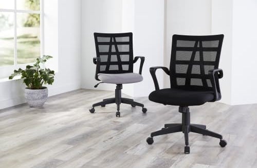 black mesh-back task chair