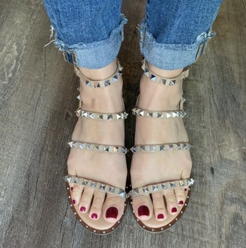 Reviewer photo of the studded flats