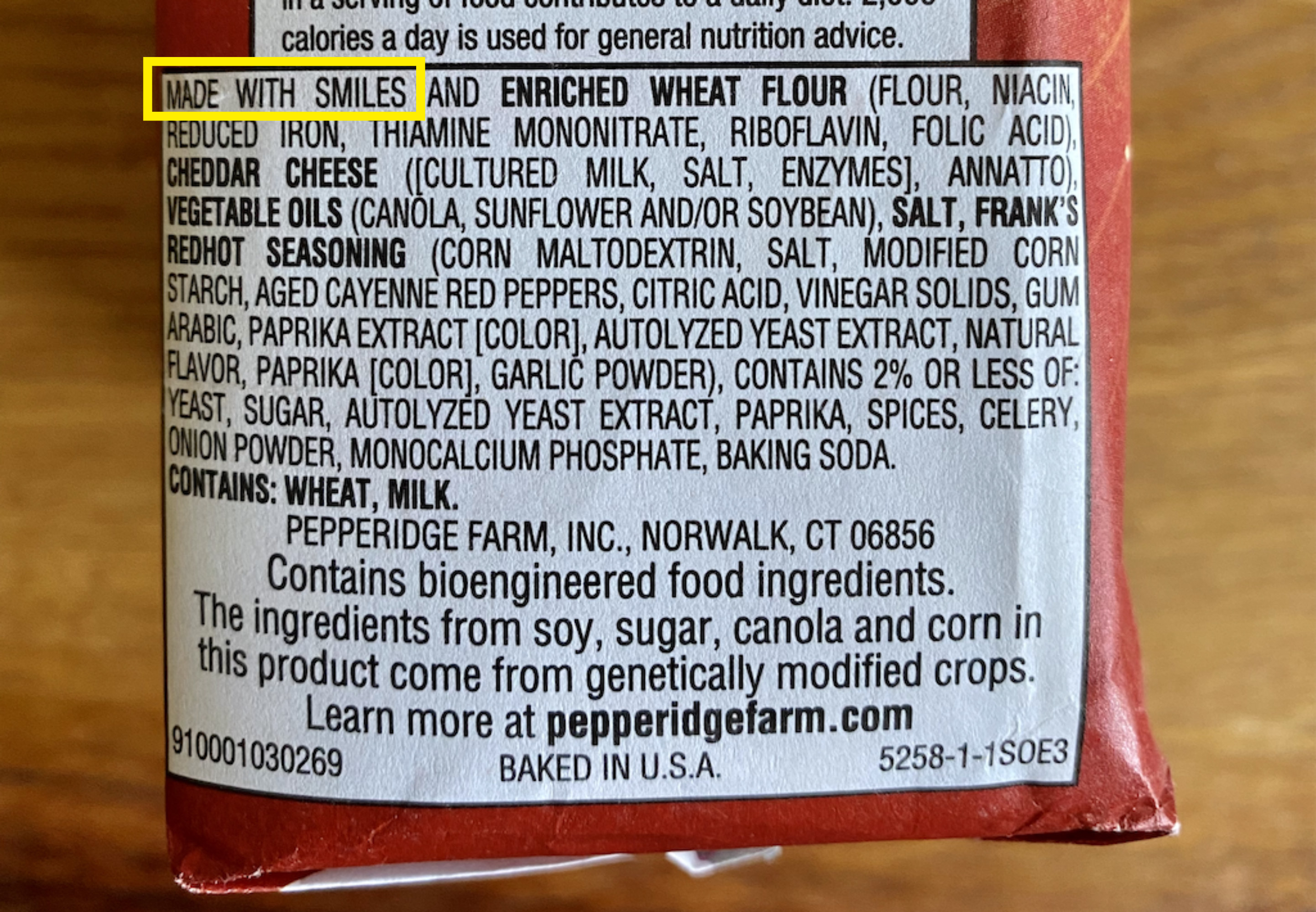 The ingredients of these Goldfish