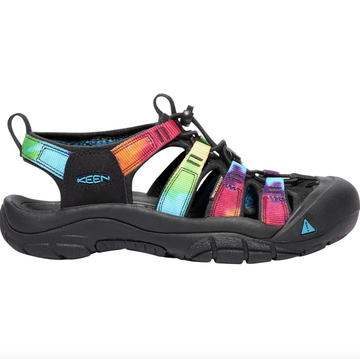 The Keen tie dye sandal with a black sole