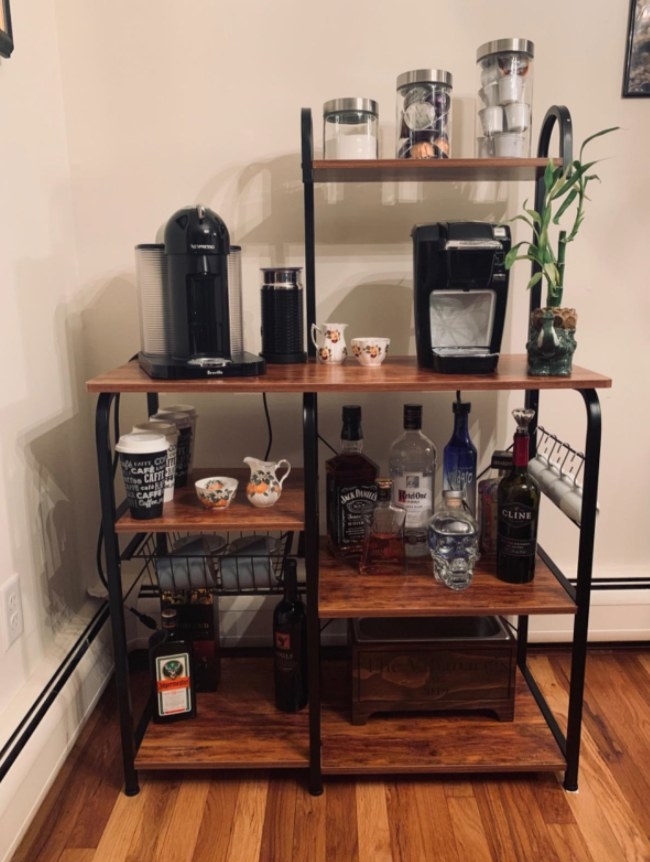 The bakers rack a reviewer turned into a coffee station 