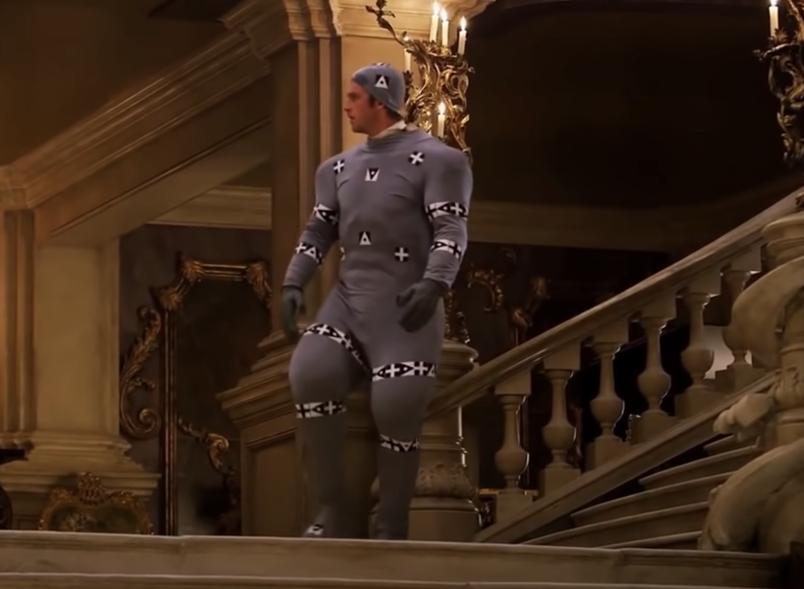 Dan Stevens in the motion capture suit for Beauty and the Beast