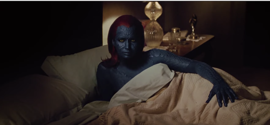 J. Law as Mystique in the first movie