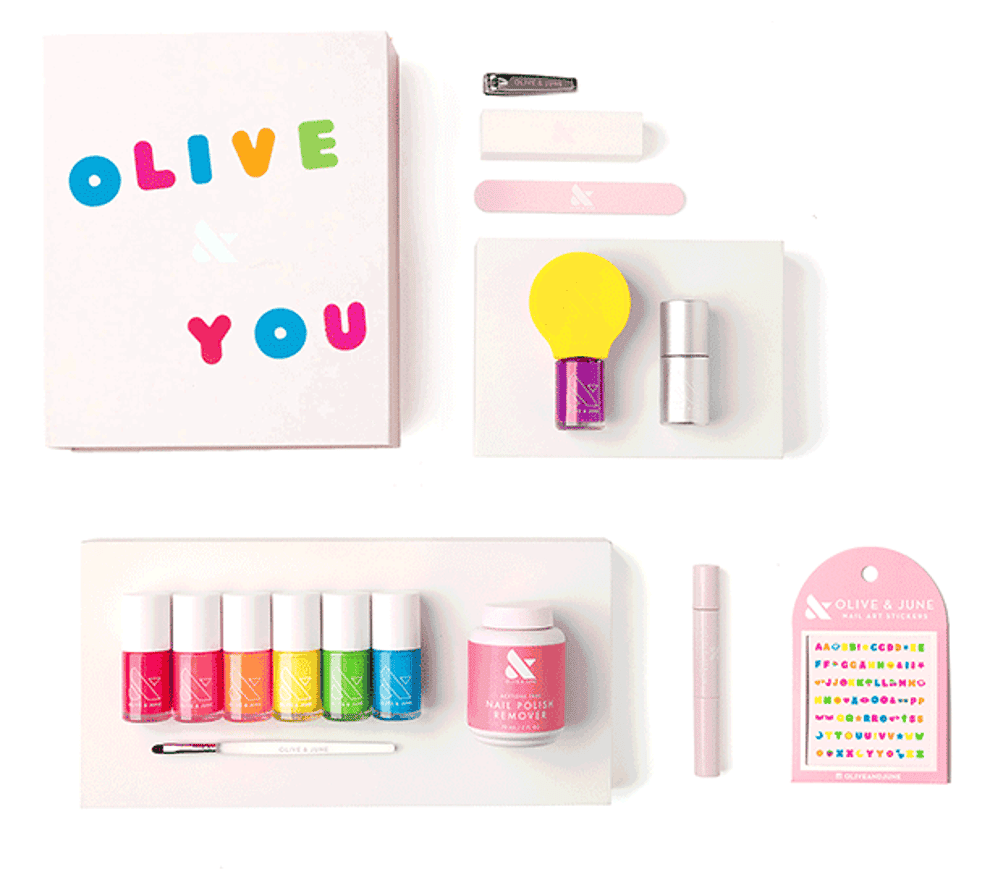 the mani kit which comes with nail polish, tools, and stickers