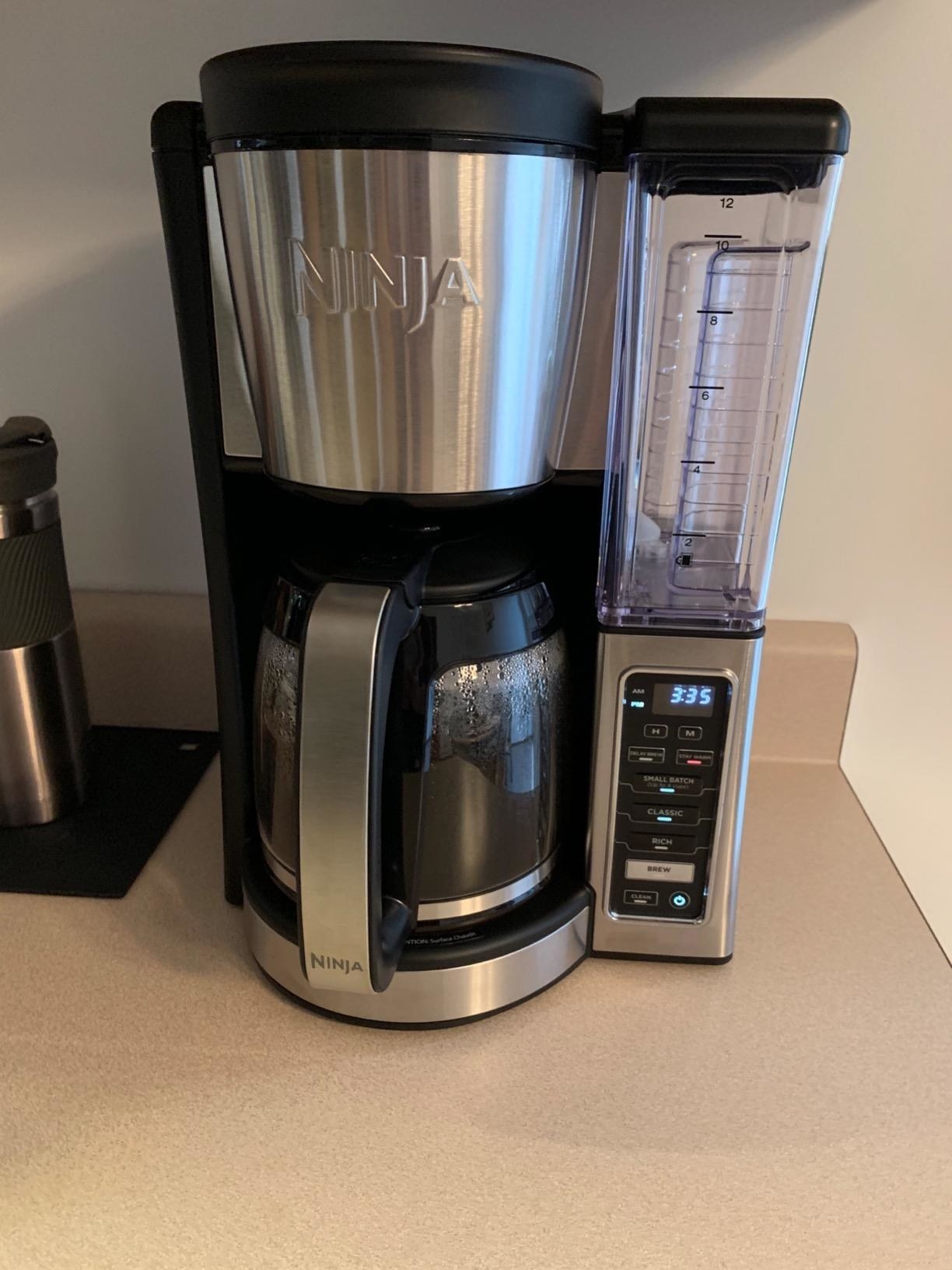 reviewer image of the ninja programmable brewer on a kitchen counter