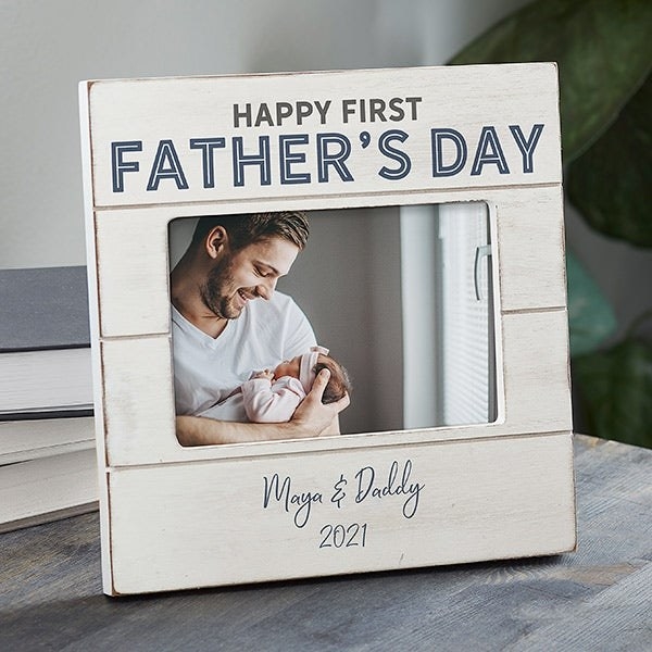 personalized wood &quot;Happy First Father&#x27;s Day&quot; frame