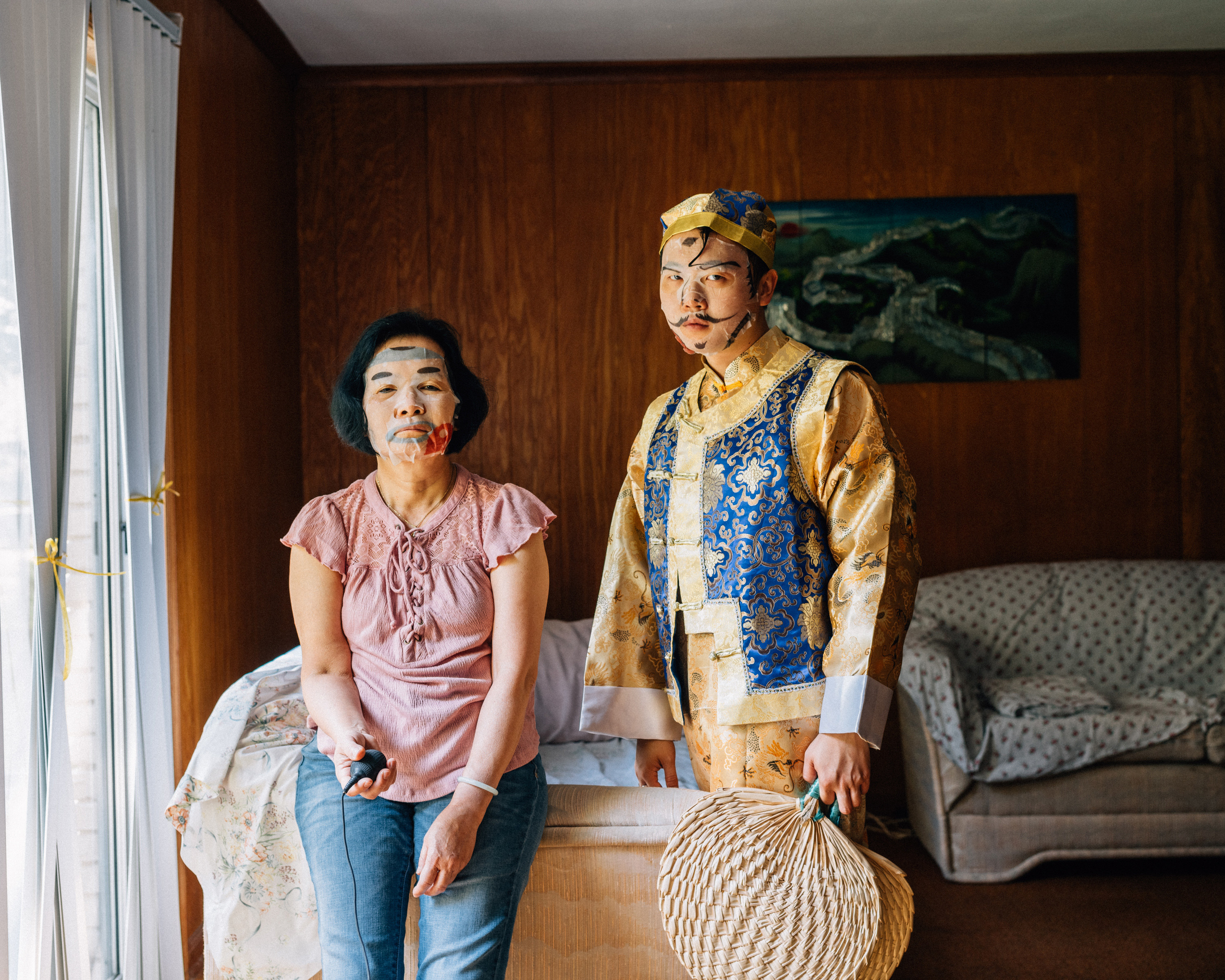 The photographer and his mom wearing face masks 