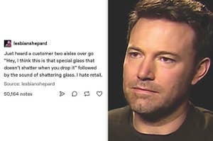 tumblr post about a customer dropping something on purpose