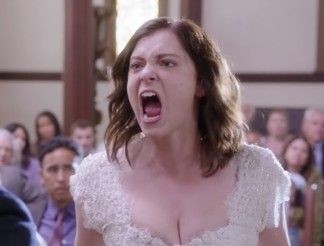 Rachel Bloom as a screaming bride