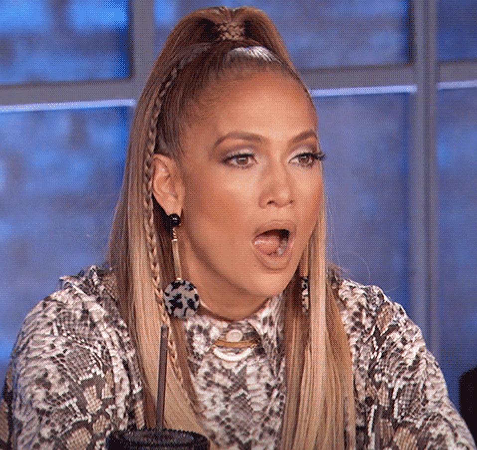 Shocked J.Lo with her mouth open