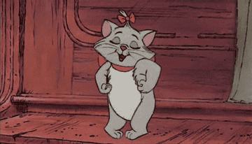 a gif of Marie from &quot;The Aristocats&quot; dancing 