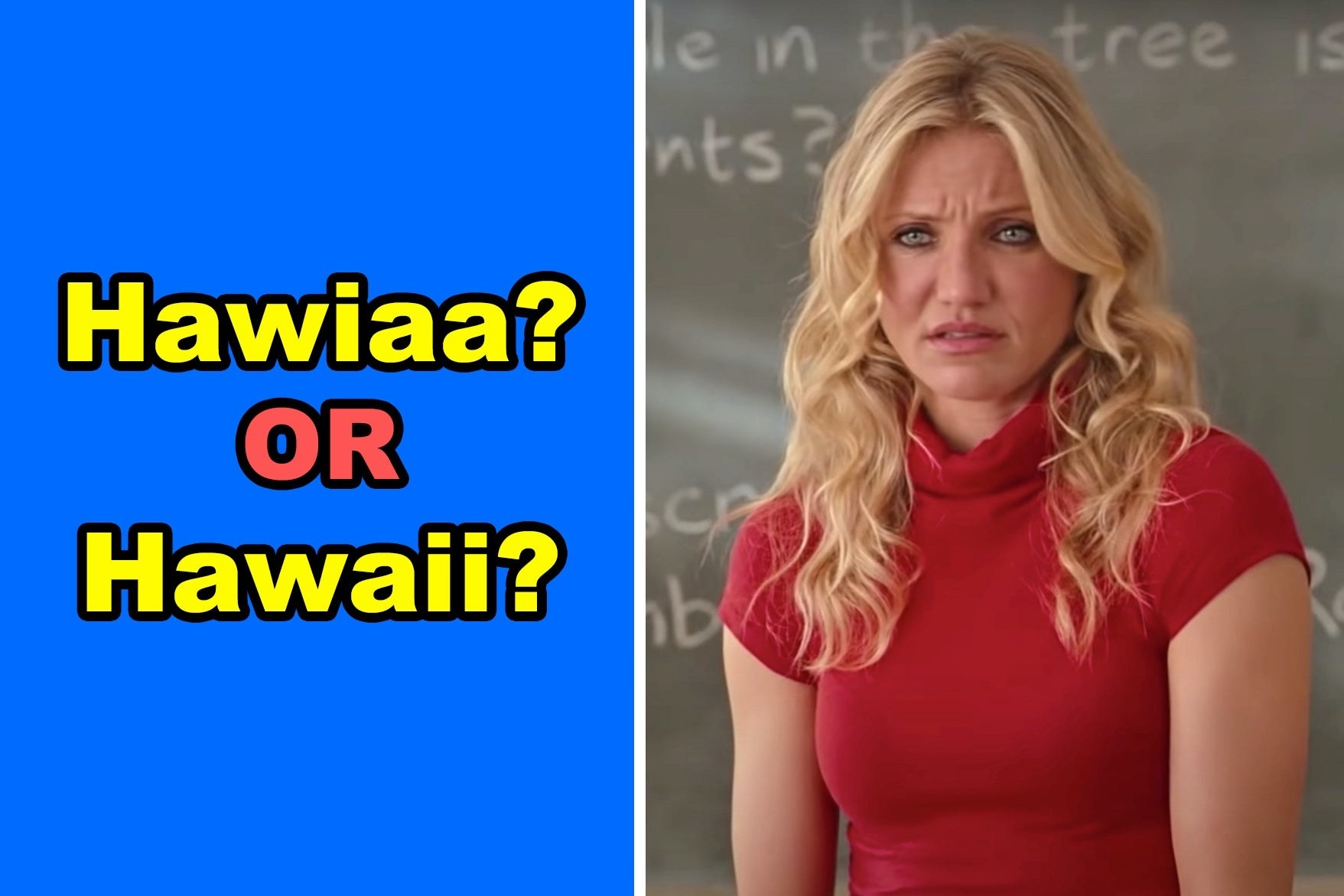 伊丽莎白从“坏Teacher"写着“Hawiaa吗?还是夏威夷?“