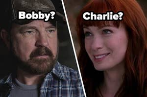 Jim Beaver as Bobby Singer and Felicia Day as Charlie Bradbury in the show "Supernatural."