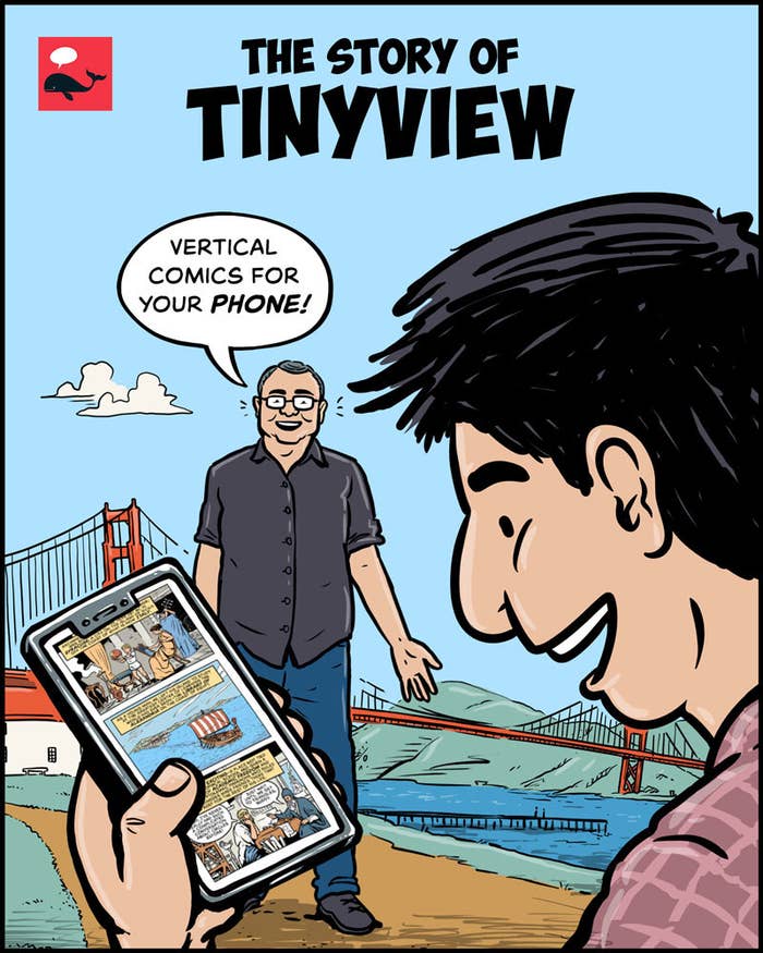 comic of guy looking at Tinyview app