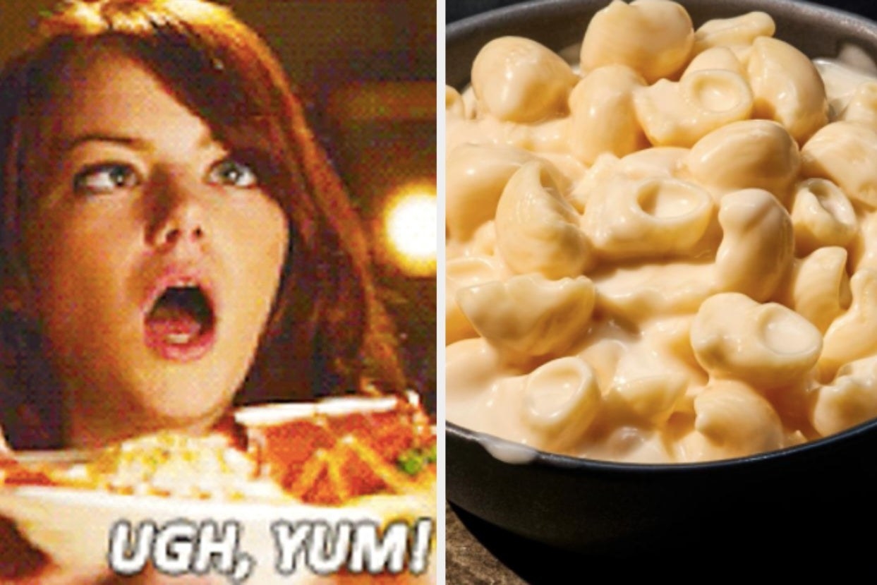 Emma Stone saying &quot;ugh, yum!&quot; and Panera mac and cheese 