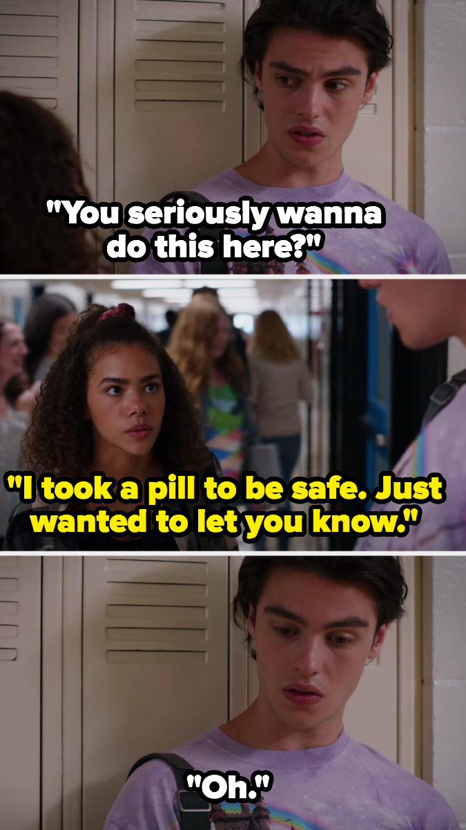 Ginny tells Marcus at school the next day that she took a pill &quot;to be safe&quot;