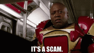 Unbreakable Kimmy Schmidt GIF of Titus on the subway saying &quot;It&#x27;s a scam&quot;