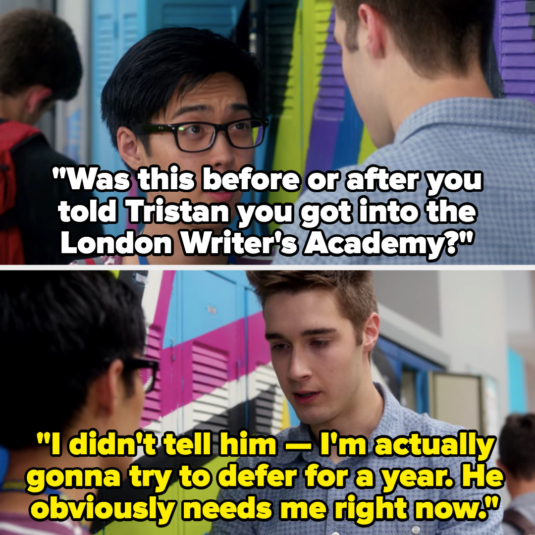 Miles tells Winston he&#x27;s going to defer the London Writer&#x27;s Academy because Tristan needs him