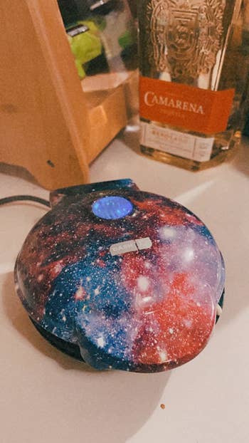 reviewer image of the purple galaxy dash mini waffle maker
