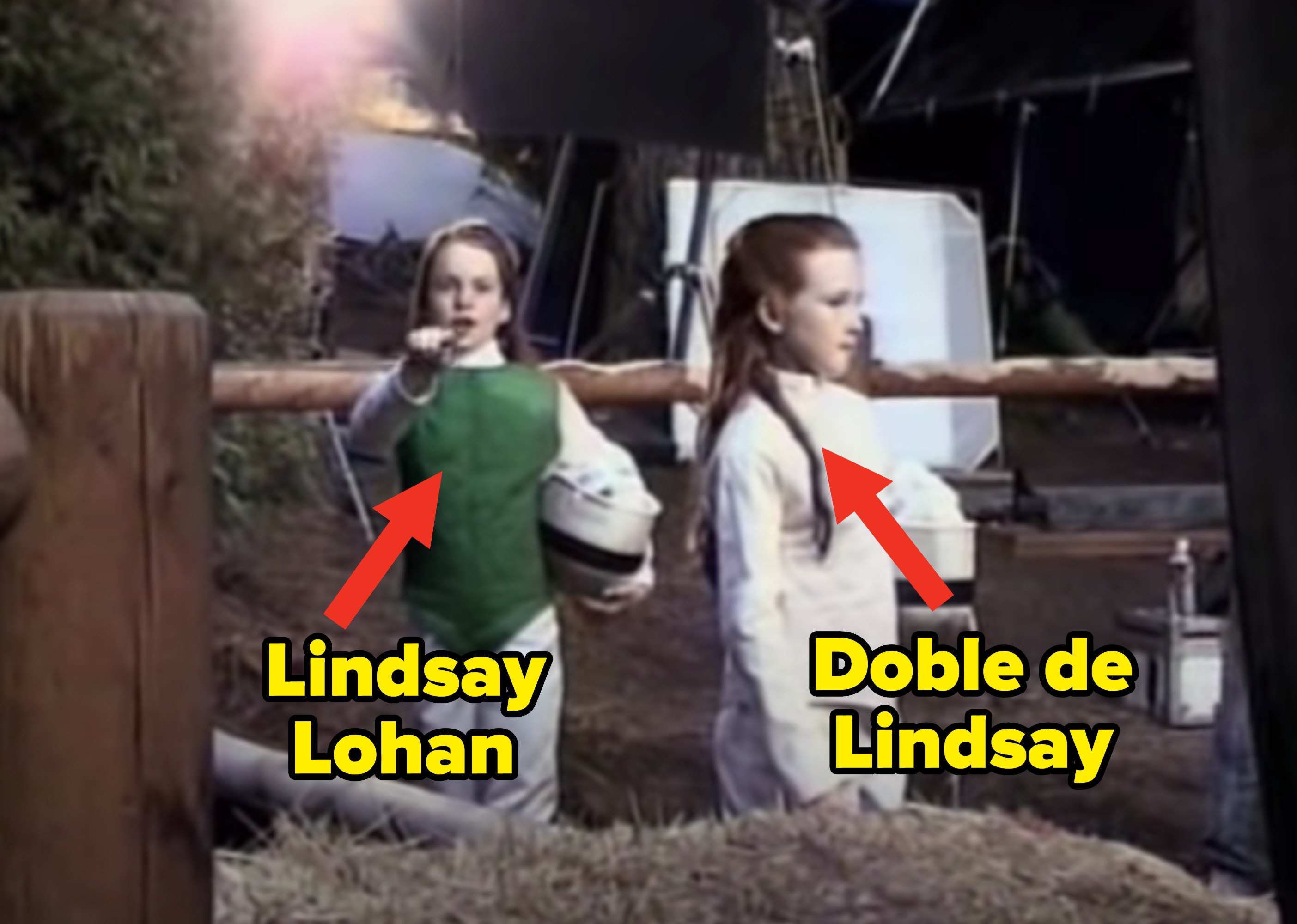 Behind-the-scenes look at Lindsay Lohan and her body double filming &quot;The Parent Trap&quot;