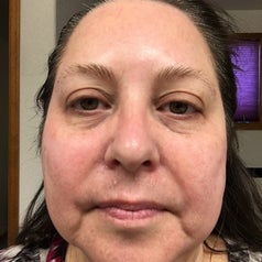 a reviewer's face after taking the mask off